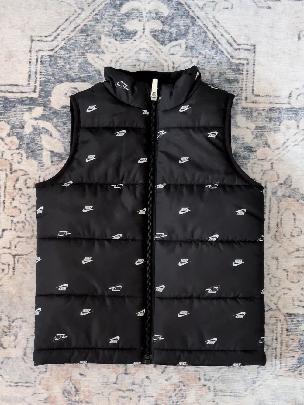 Nike Black Kids Puffer Vest with Mini Logo Print